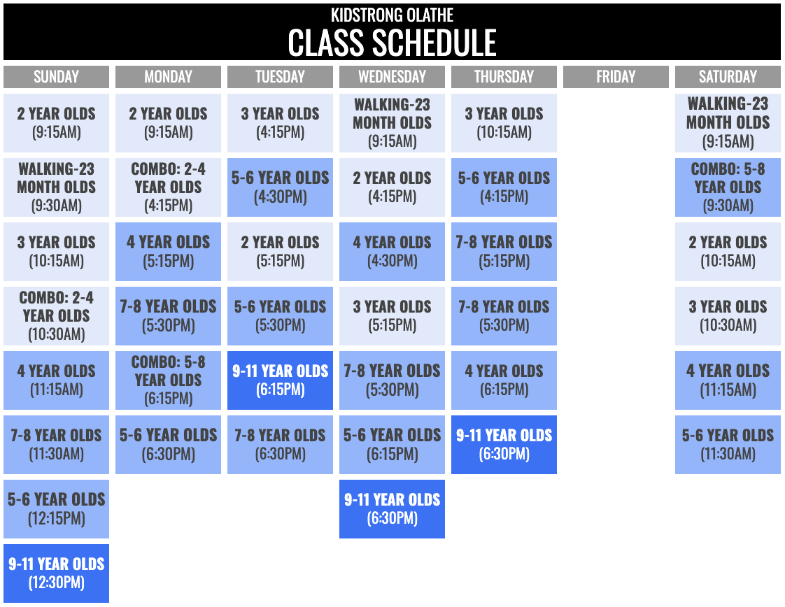 KidStrong Olathe Schedule