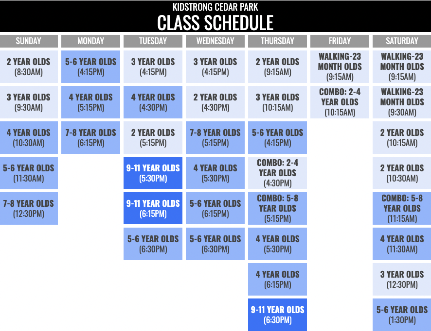 KidStrong Cedar Park Schedule