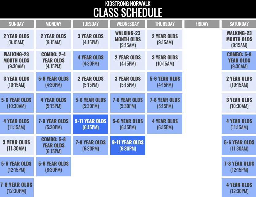 KidStrong Norwalk Schedule