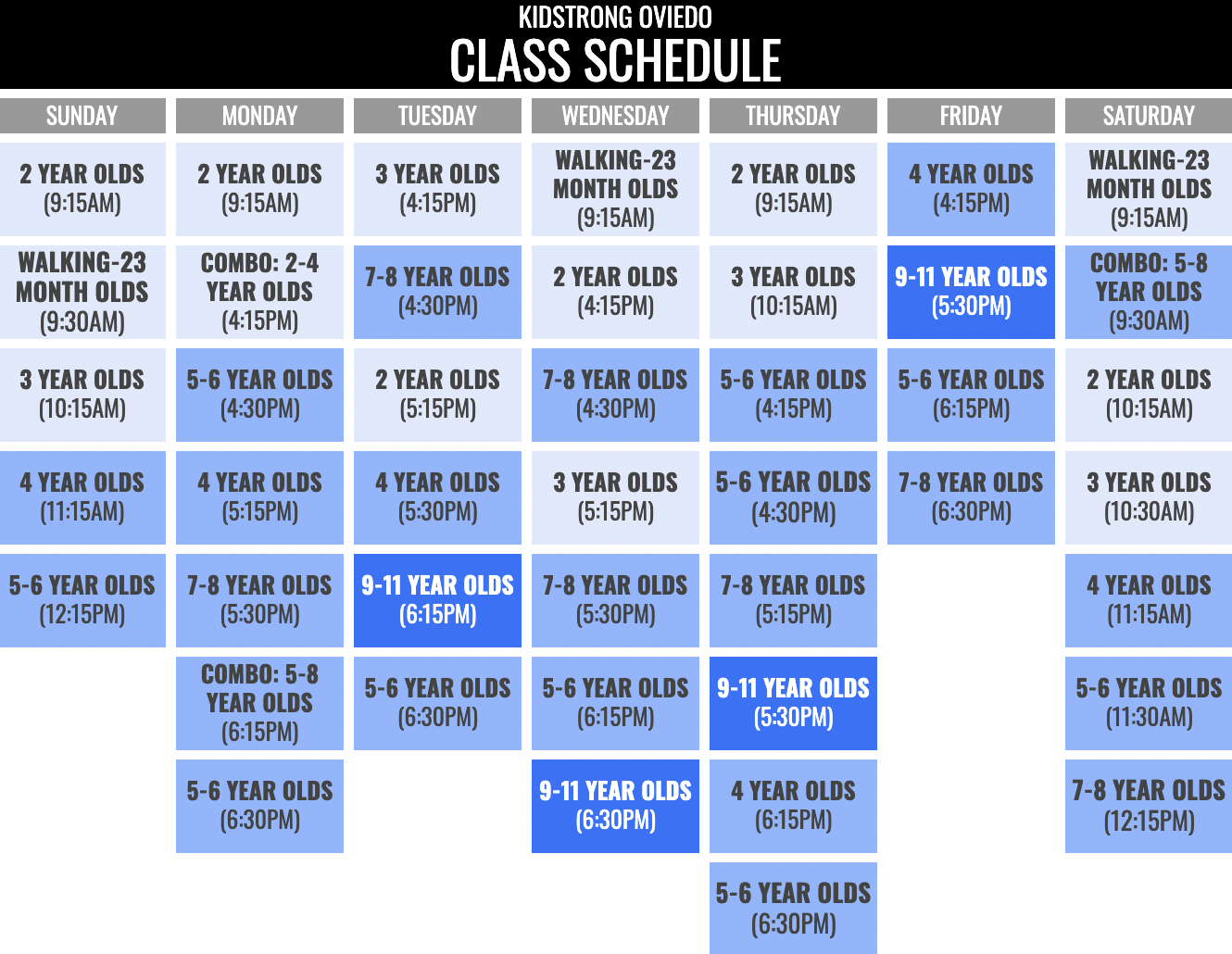 KidStrong Oviedo Schedule
