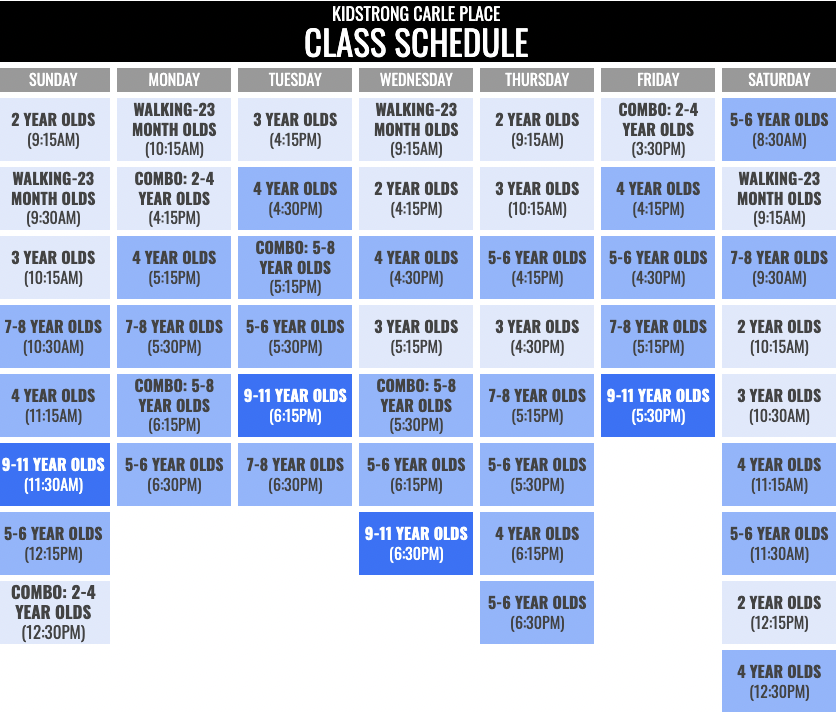 KidStrong Carle Place Schedule