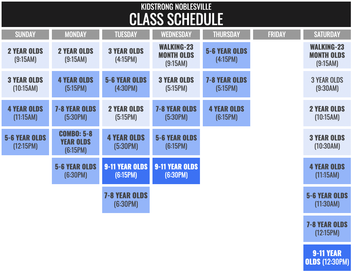 KidStrong Noblesville Schedule