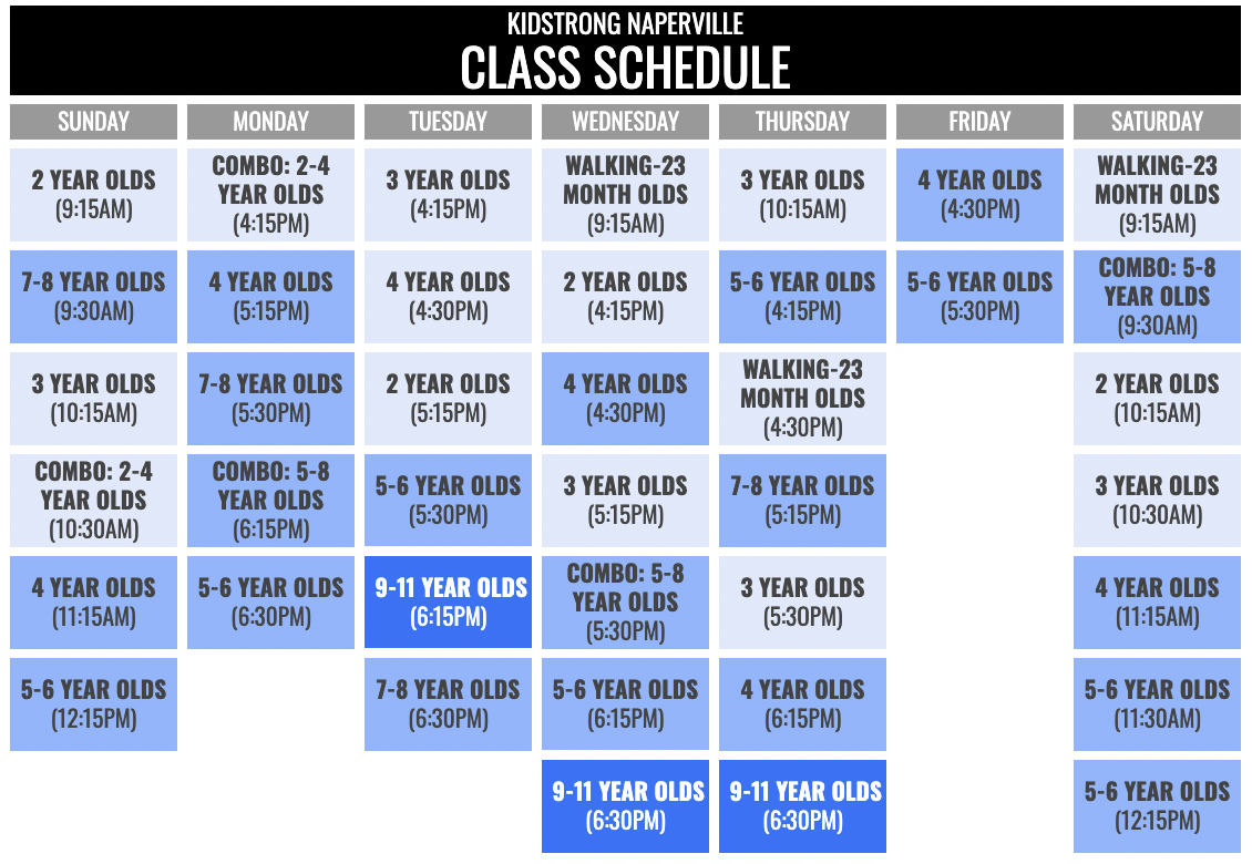 KidStrong Naperville Schedule