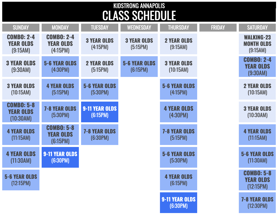 KidStrong Annapolis Schedule