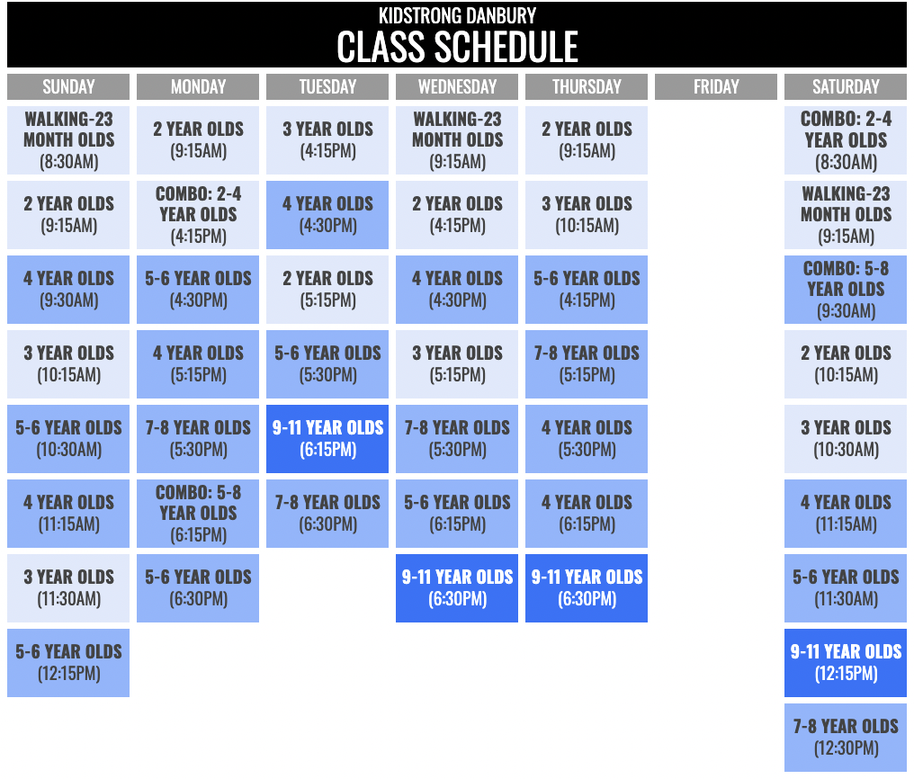 KidStrong Danbury Schedule