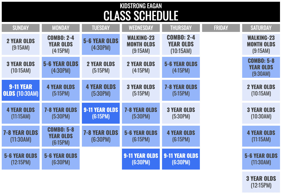 KidStrong Eagan Schedule