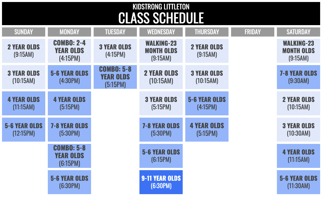 KidStrong Littleton Schedule