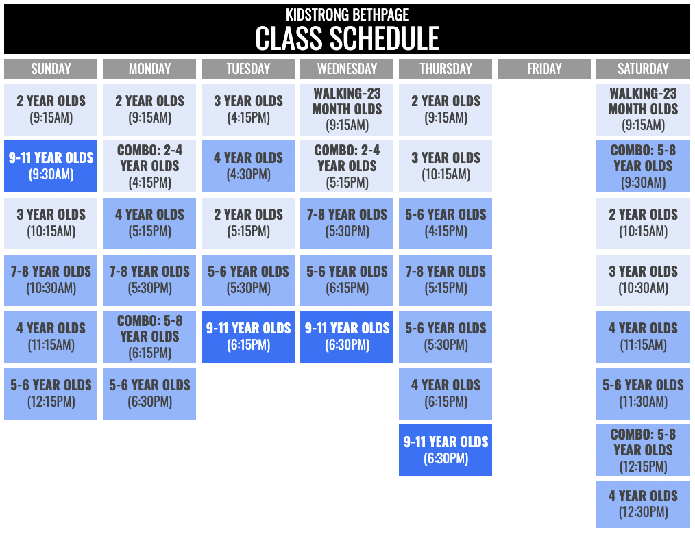 KidStrong Bethpage Schedule