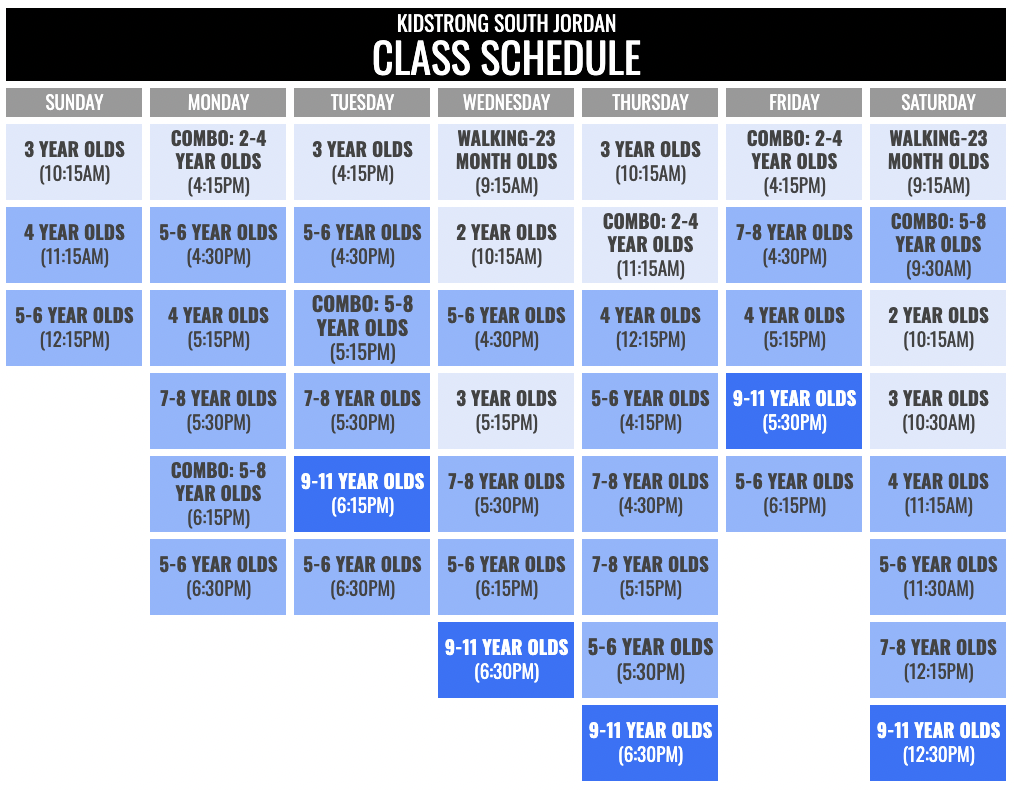 KidStrong South Jordan Schedule