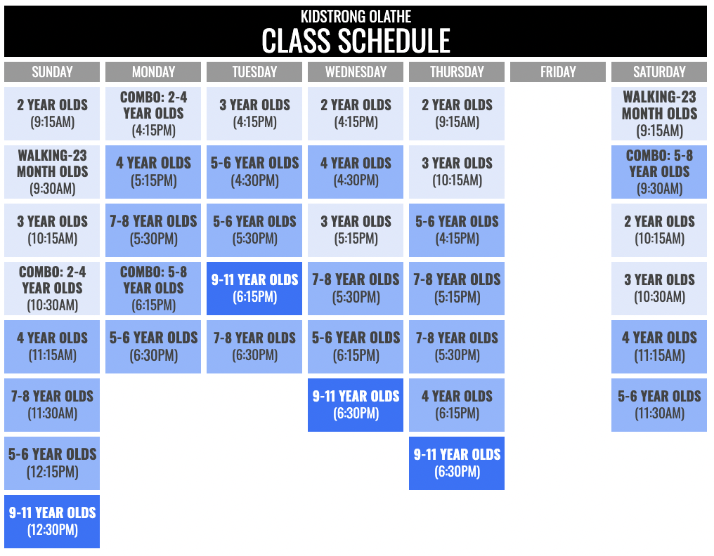 KidStrong Olathe Schedule