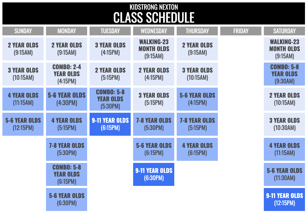 KidStrong Nexton Schedule