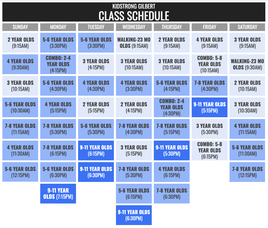 KidStrong Gilbert Schedule