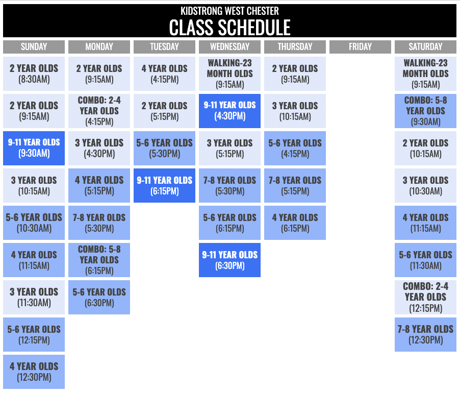 KidStrong West Chester Schedule