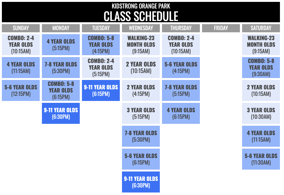 KidStrong Orange Park Schedule