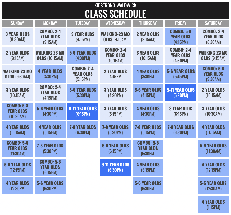 KidStrong Waldwick Schedule