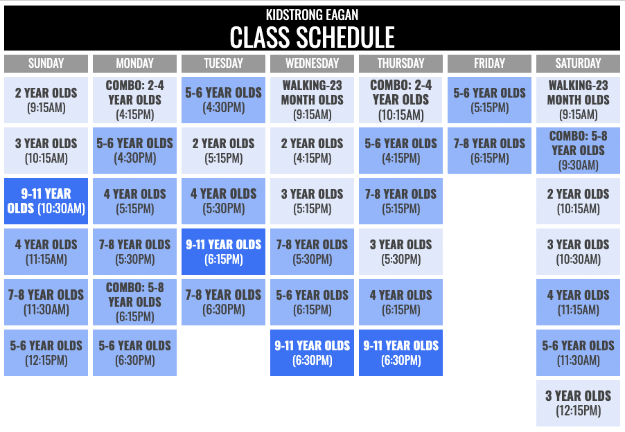 KidStrong Eagan Schedule