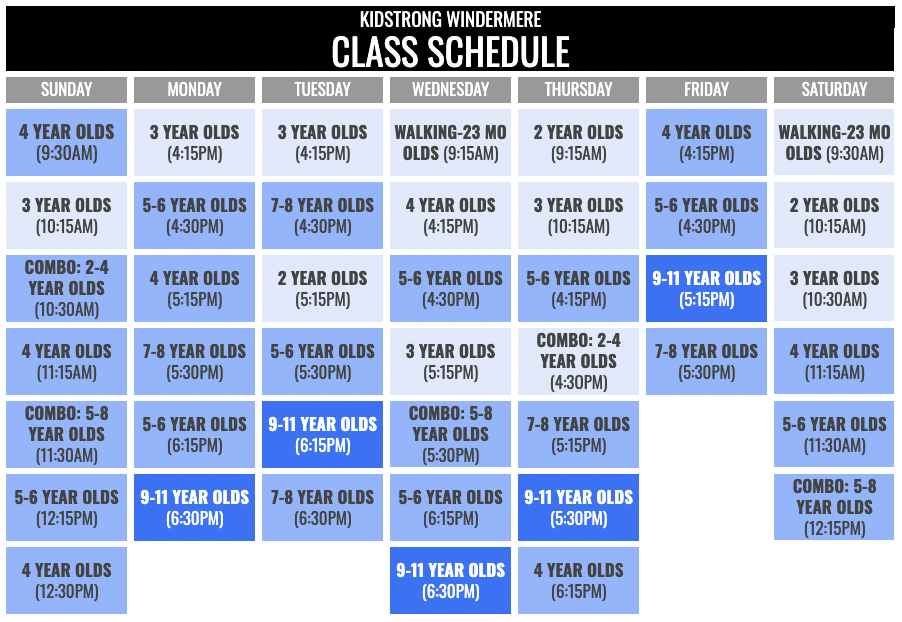 KidStrong Windermere Schedule
