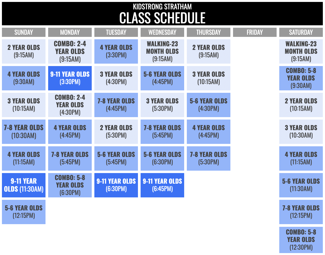 KidStrong Stratham Schedule