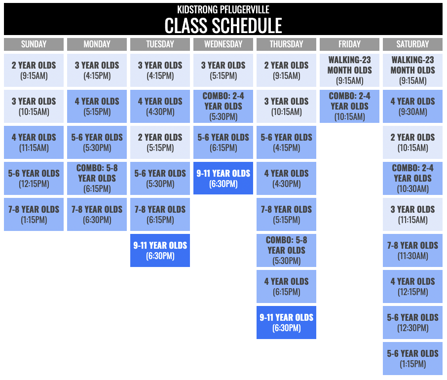 KidStrong Pflugerville Schedule