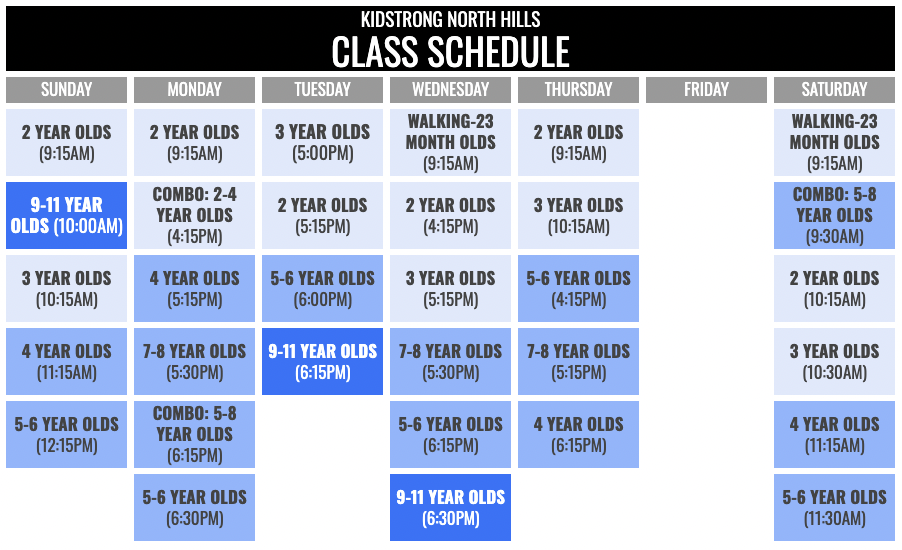 KidStrong North Hills Schedule