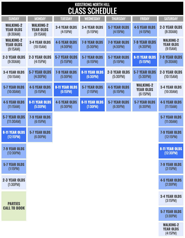 KidStrong North Hill Schedule