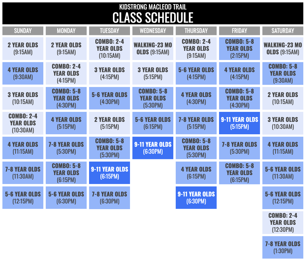 KidStrong MacLeod Trail Schedule