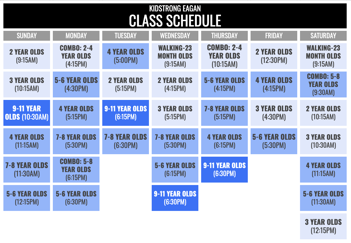 KidStrong Eagan Schedule