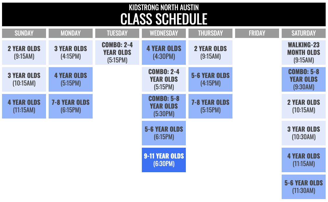KidStrong North Austin Schedule