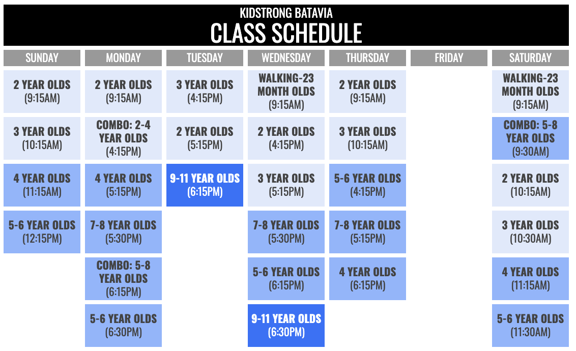 KidStrong Batavia Schedule