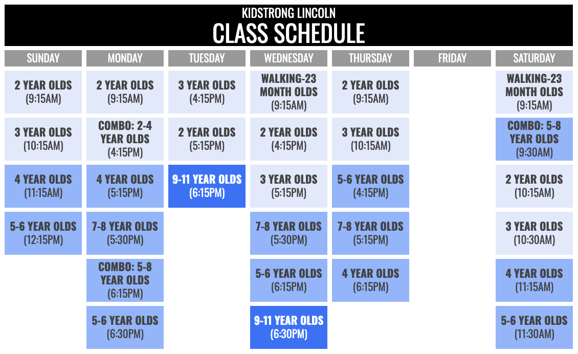 KidStrong Lincoln Schedule