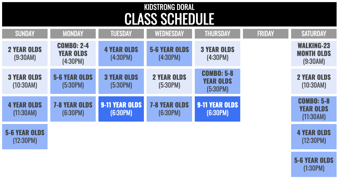 KidStrong Doral Schedule