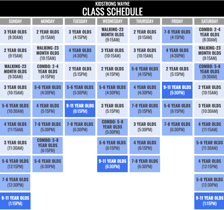 KidStrong Wayne Schedule