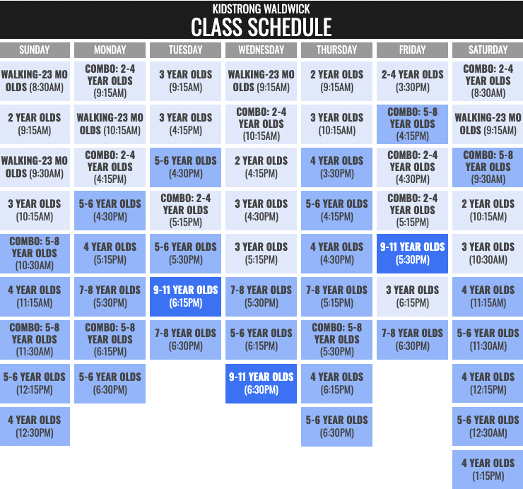 KidStrong Waldwick Schedule