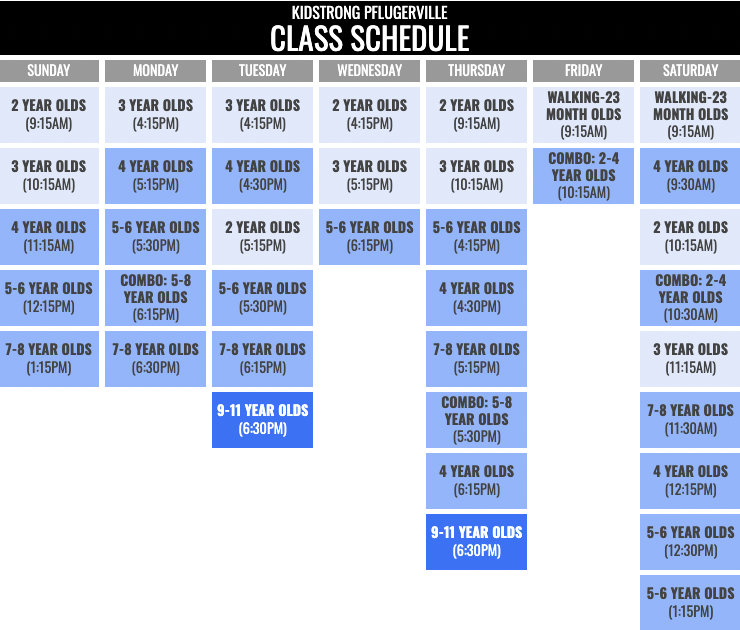 KidStrong Pflugerville Schedule