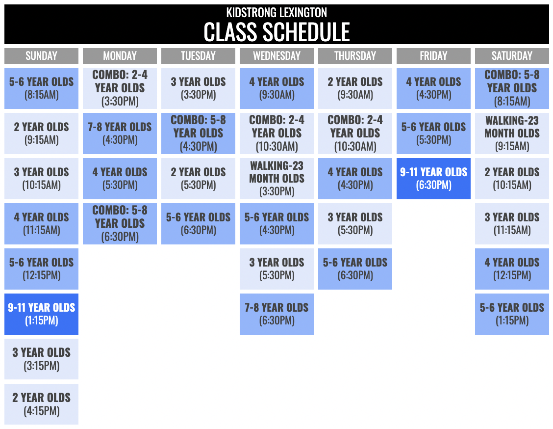 KidStrong Lexington Schedule