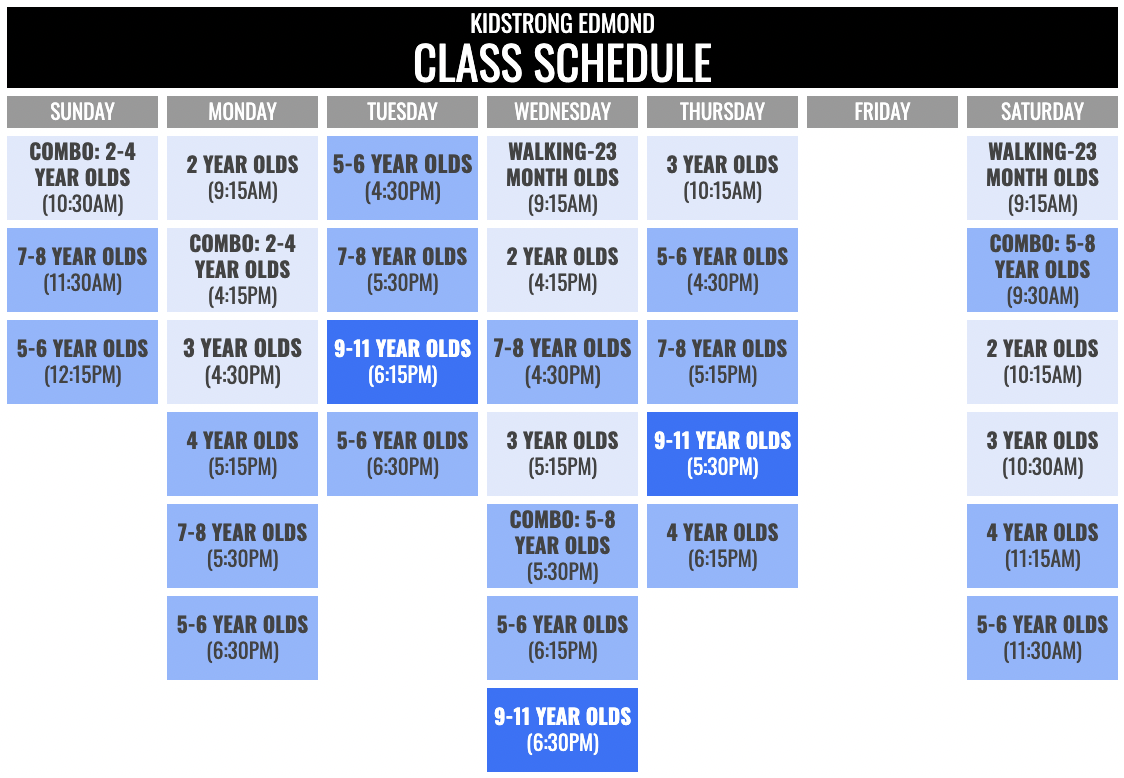 KidStrong Edmond Schedule