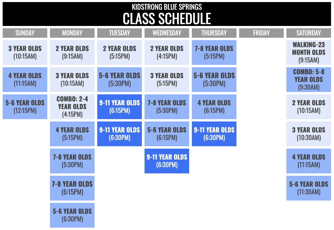 KidStrong Blue Springs Schedule