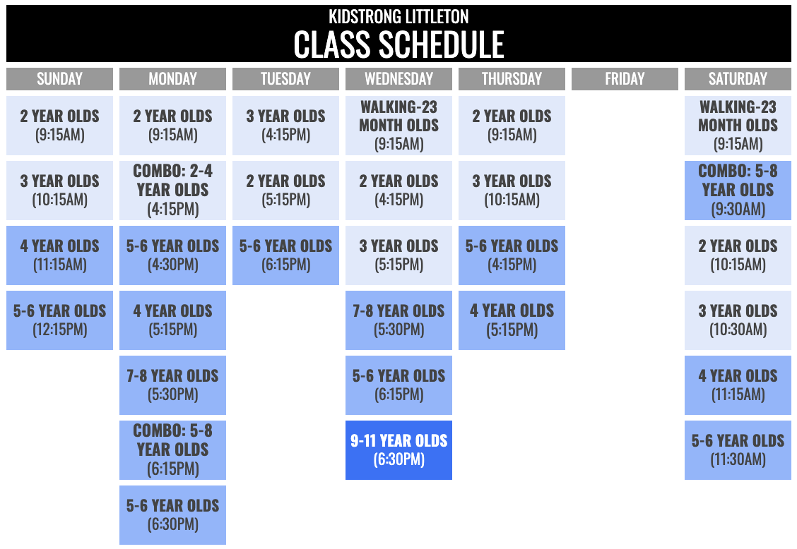 KidStrong Littleton Schedule