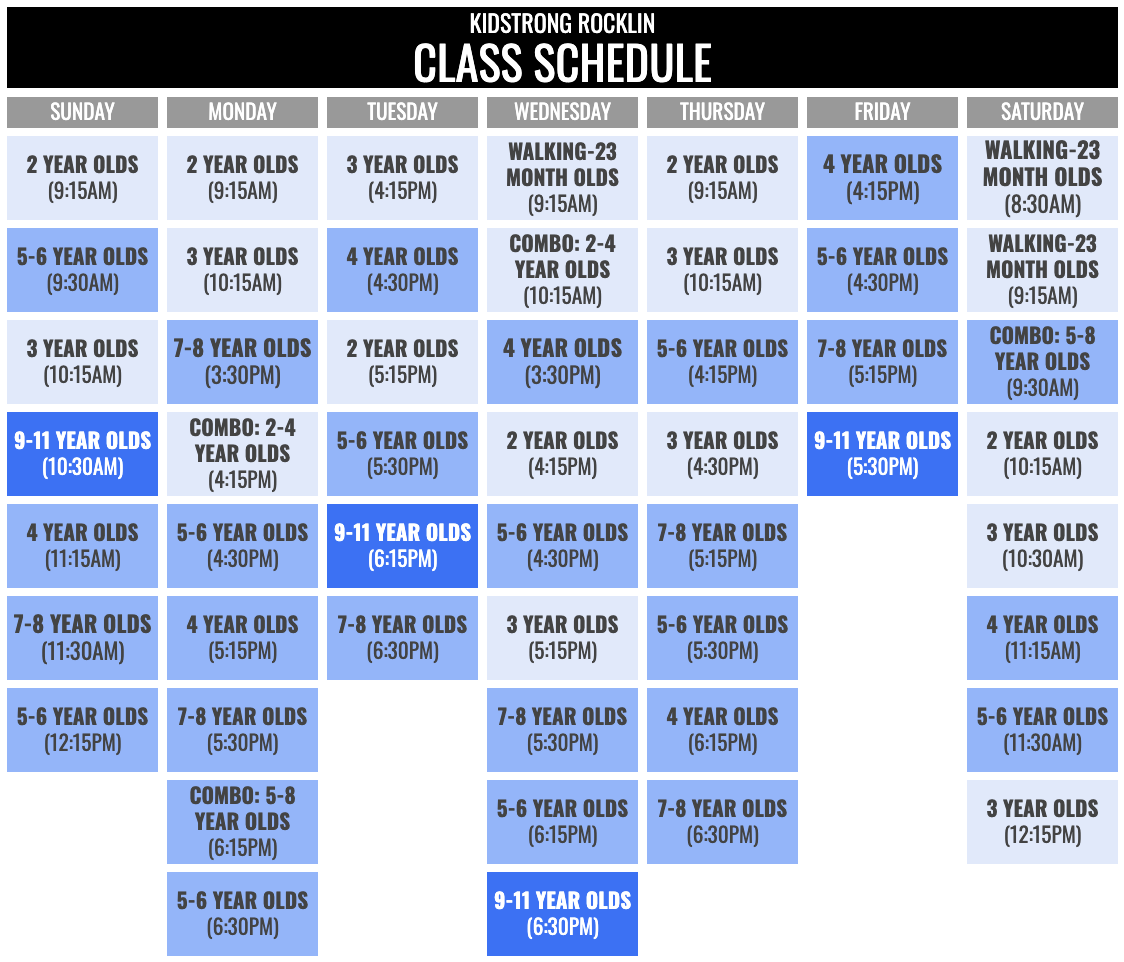 KidStrong Rocklin Schedule