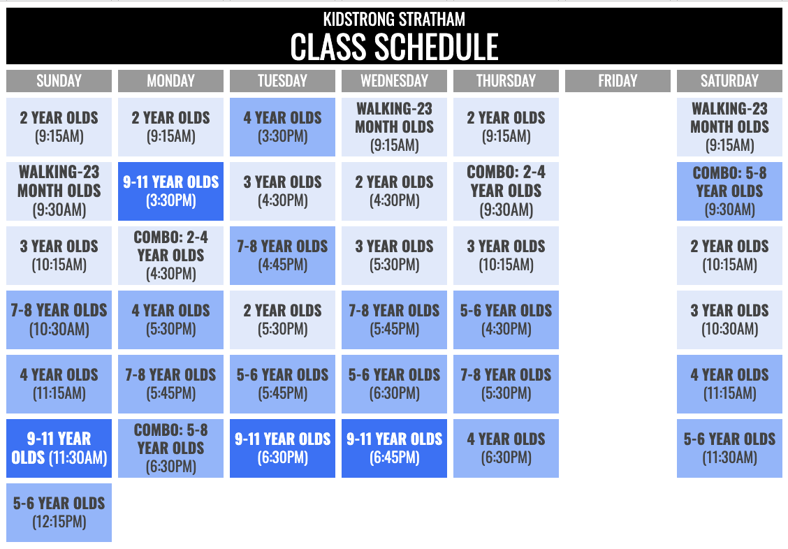 KidStrong Stratham Schedule