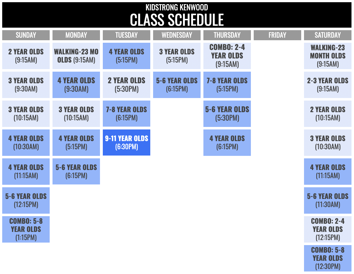 KidStrong Kenwood Schedule