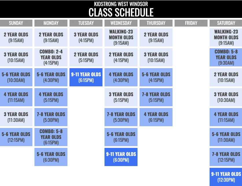 KidStrong West Windsor Schedule