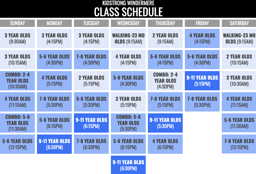 KidStrong Windermere Schedule