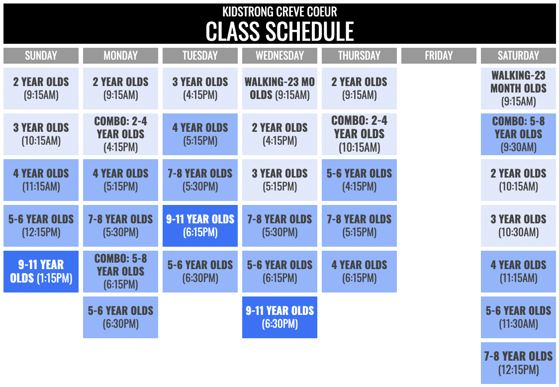 KidStrong Creve Coeur Schedule