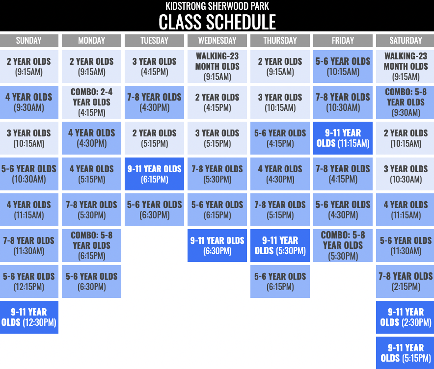 KidStrong Sherwood Park Schedule