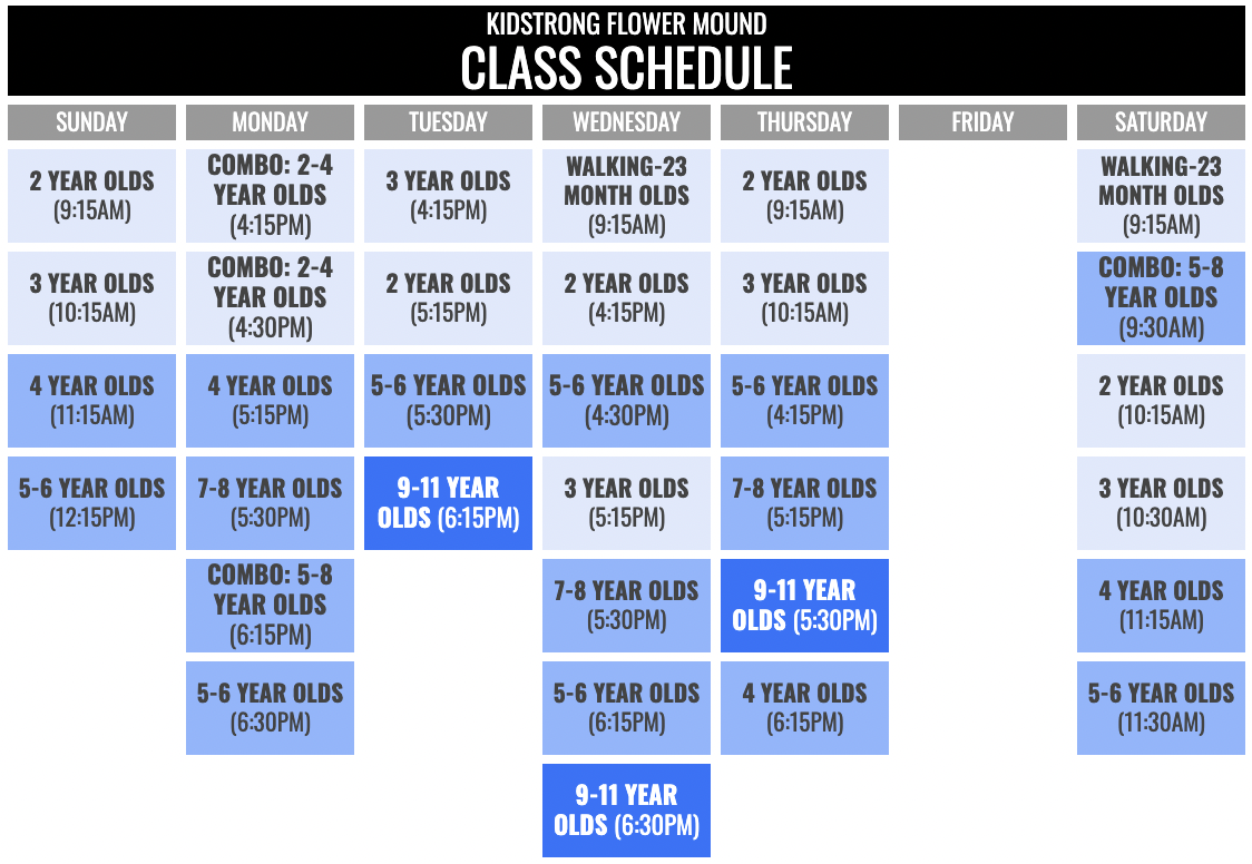 KidStrong Flower Mound Schedule