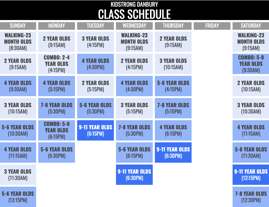 KidStrong Danbury Schedule