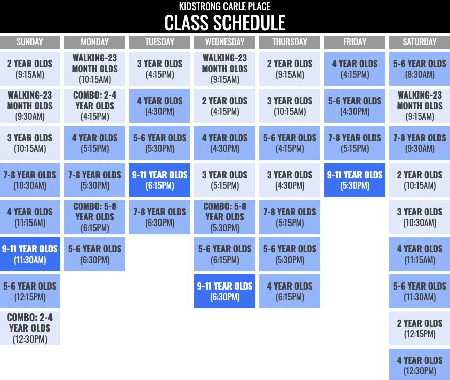 KidStrong Carle Place Schedule