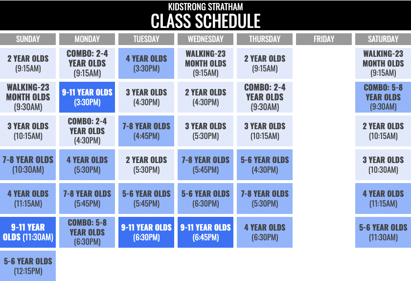 KidStrong Stratham Schedule