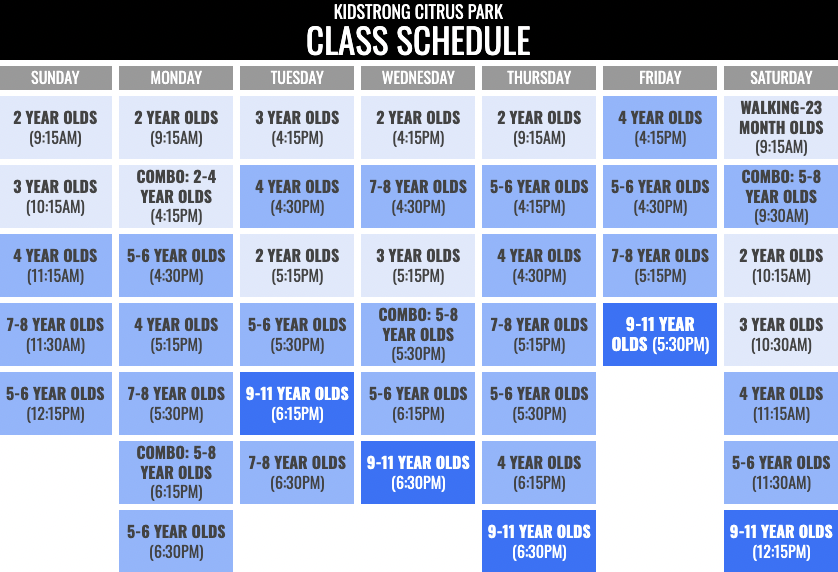 KidStrong Citrus Park Schedule